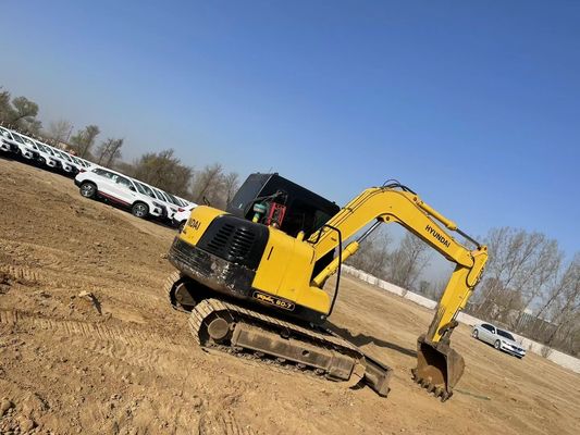 Excavadora Hyundai 80 de segunda mano en buen estado con cilindro hidráulico original