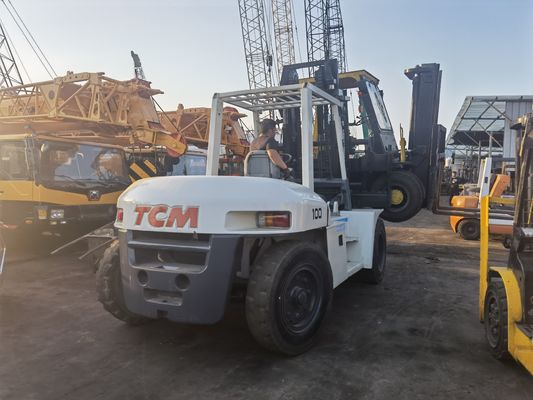 Camioneta elevadora de 10 toneladas de 3 m Camioneta elevadora TCM FD100 usada con motor diesel y longitud de horquilla de rutina