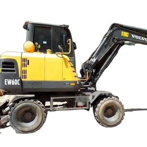 Excavadora de ruedas Volvo EW60 de segunda mano en buen estado y con otra capacidad de cubo